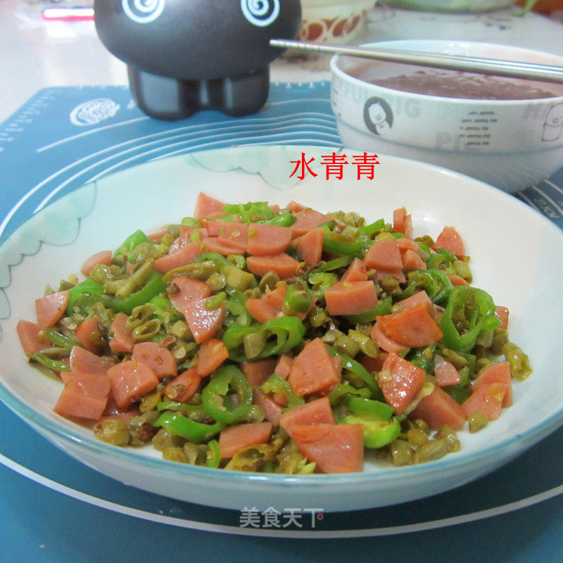辣炒咸豆角火腿丁的做法