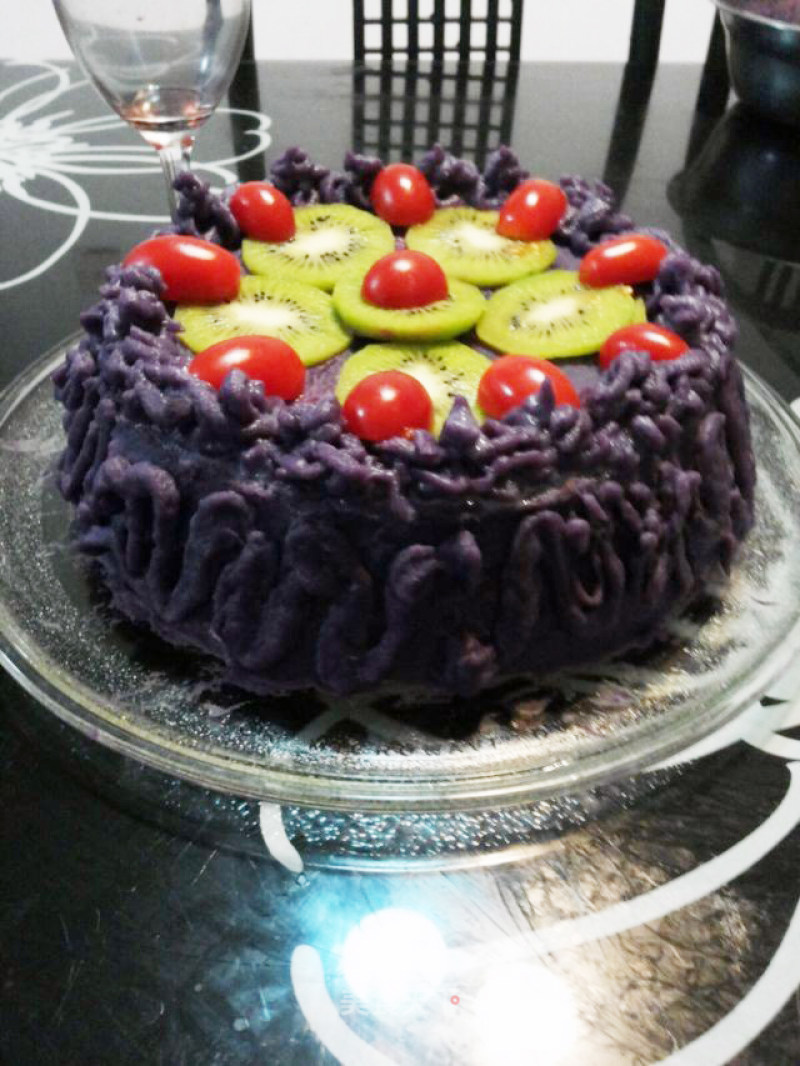 电饭锅紫薯慕斯生日蛋糕