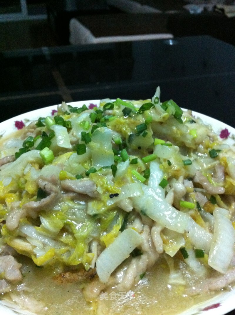 最爱家常菜之——鸡汁白菜炒肉丝的做法