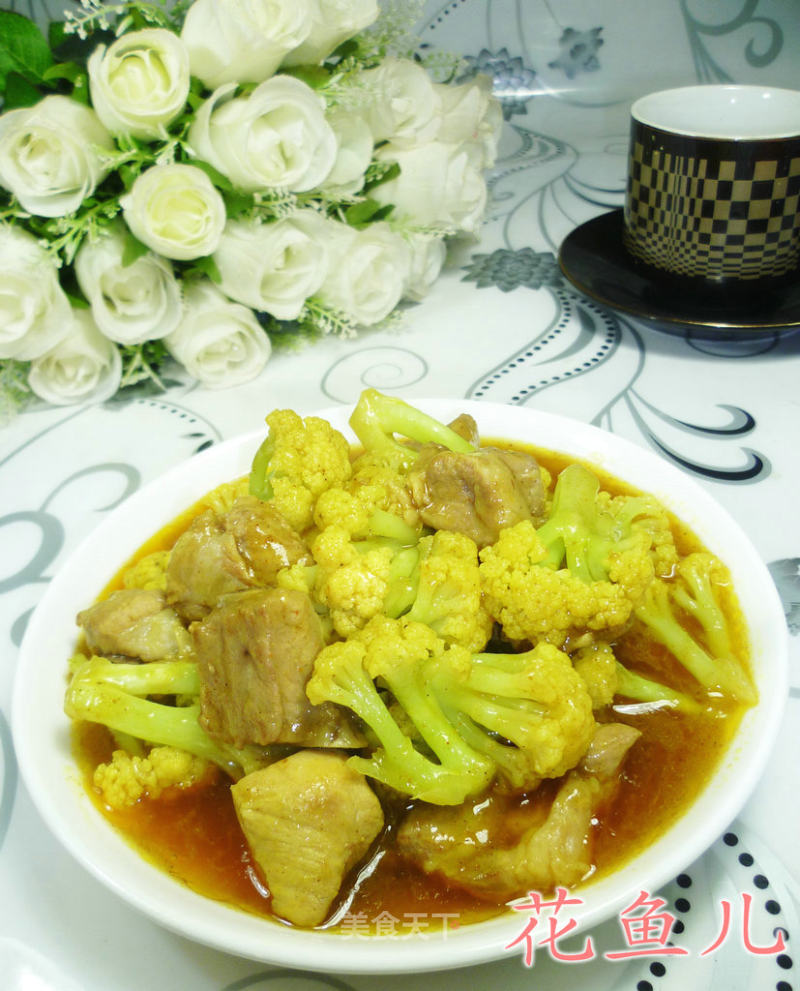咖喱排骨花菜的做法