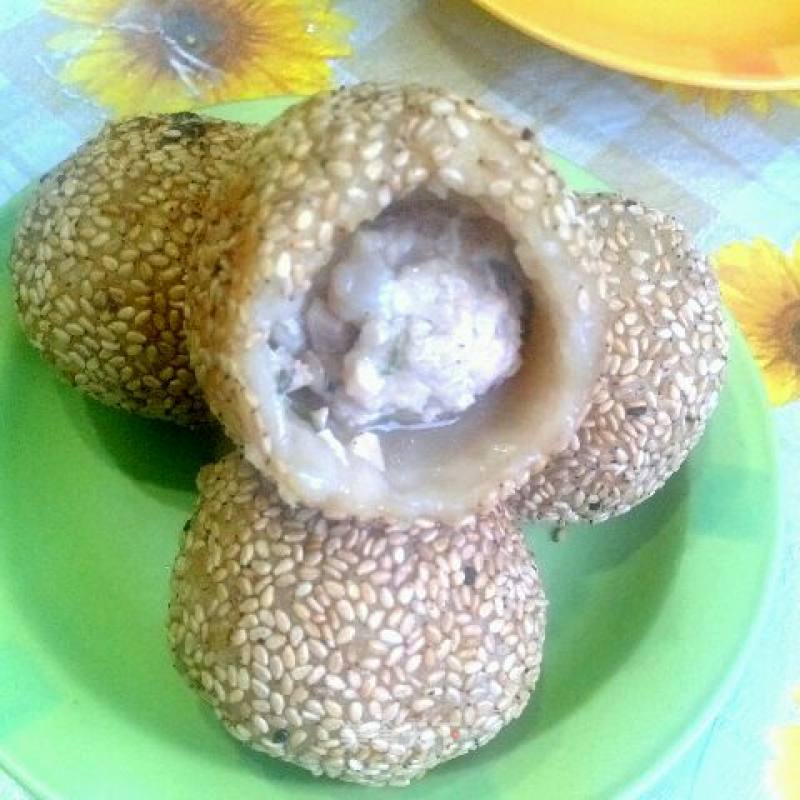 榨菜鲜肉麻球的做法
