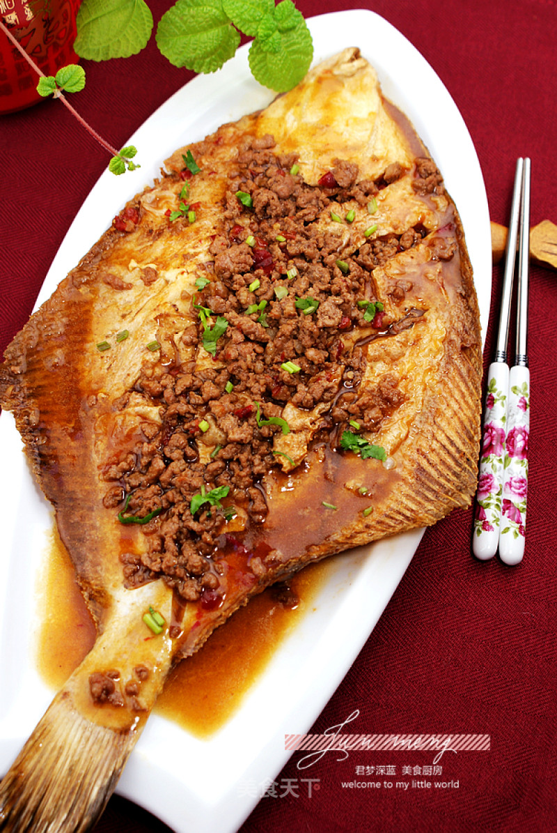 肉沫烧石鲽鱼的做法