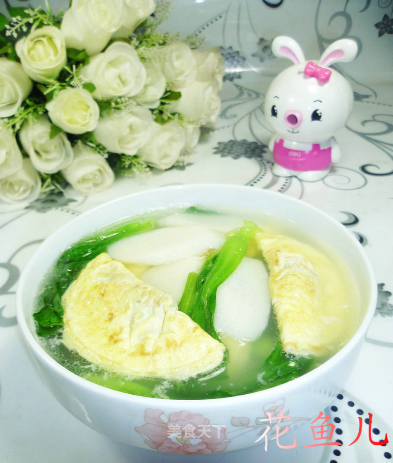 鸡毛菜蛋饺山药汤的做法