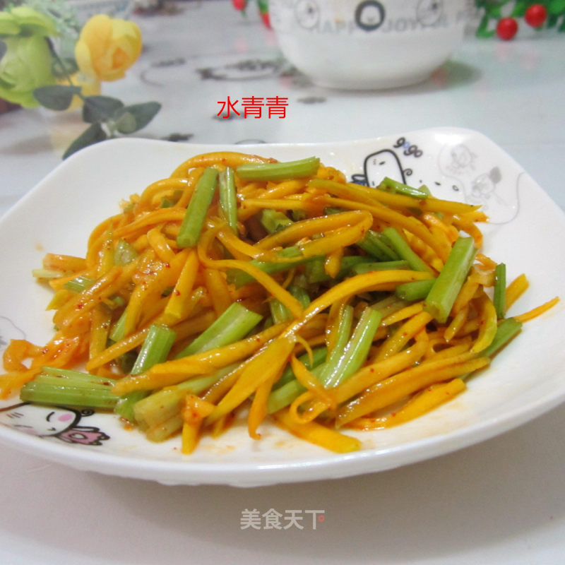 炝芹菜南瓜丝的做法