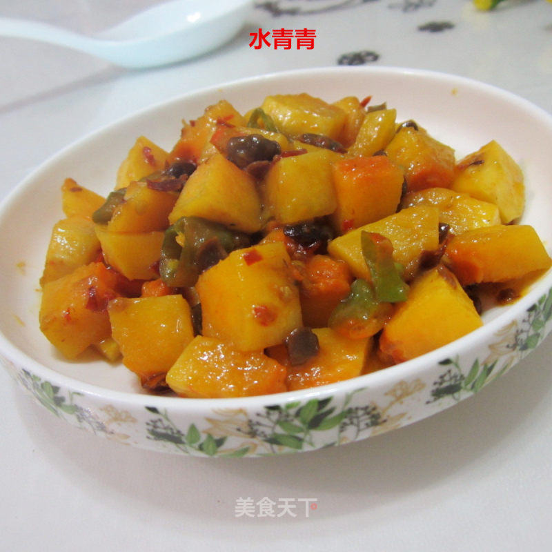 豆瓣酱烧老南瓜丁的做法