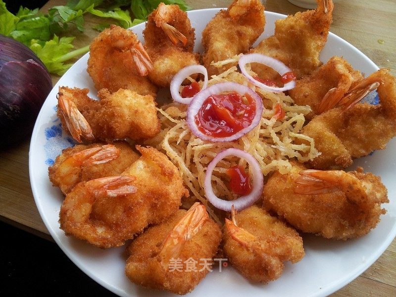 土豆丝馒头虾的做法