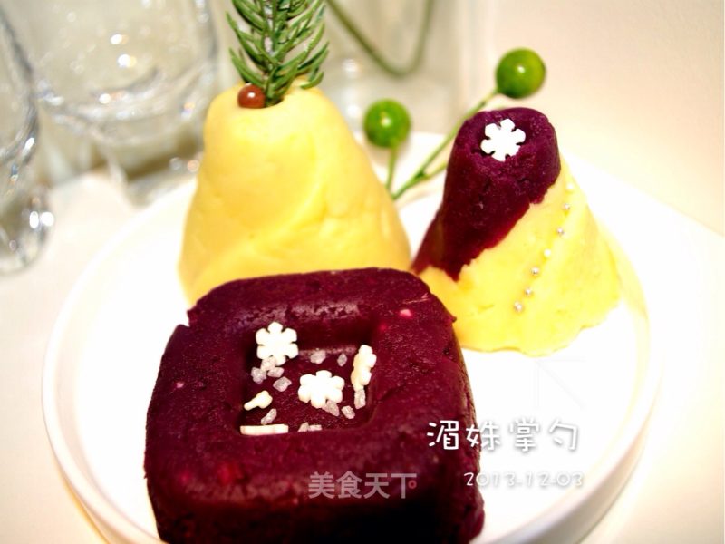 紫金山落雪--极致香浓的紫薯、山芋【双色芋泥】的做法