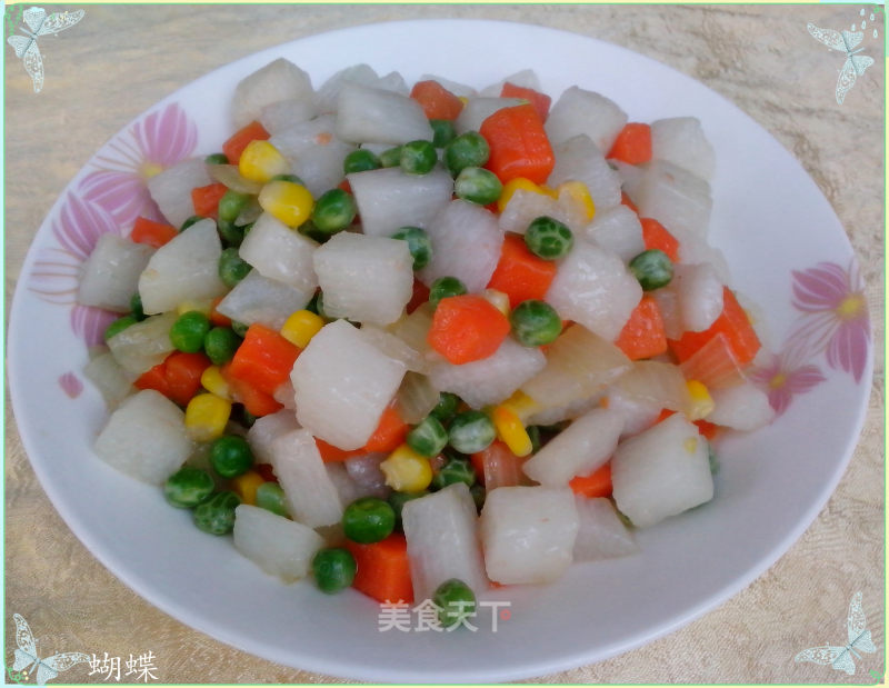 清炒五彩山药丁的做法
