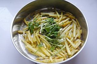 香菜炒土豆条的做法步骤：7