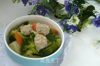 西兰花烧肉圆的做法步骤：8