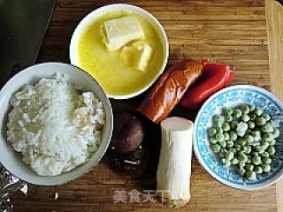 蘑菇火腿焗饭的做法步骤：1