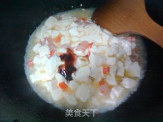 蛋浇虾仁豆腐的做法步骤：6