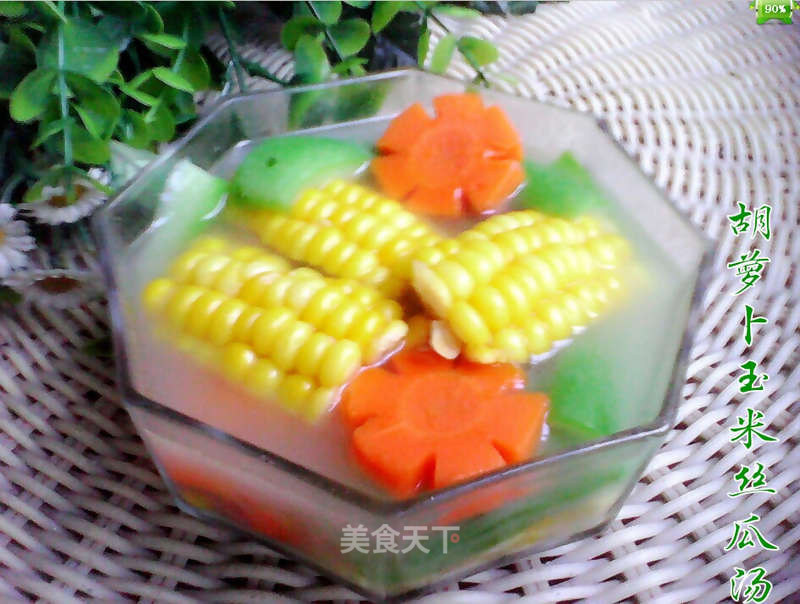 田园蔬菜汤----胡萝卜玉米丝瓜汤的做法