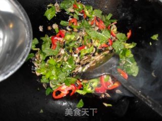 薄荷豆鼓炒虾皮的做法步骤：8