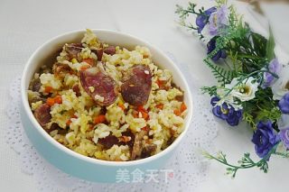 香肠胡萝卜蛋炒饭的做法步骤：7