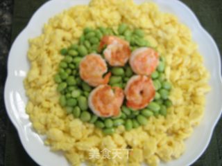 奶蛋双色清炒虾仁的做法步骤：9