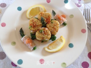 剩米饭也爱小清新——鲜虾芦笋米饭塔的做法步骤：8
