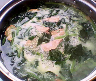 家常鲜汤——菠菜猪肝汤的做法步骤：13