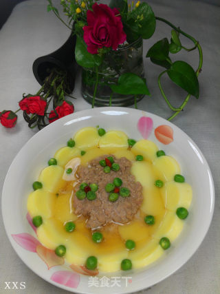 豌豆玉子蒸的做法步骤：5