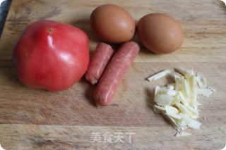 蛋包番茄奶酪火腿的做法步骤：1