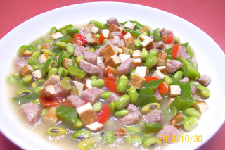 【时令下酒菜】——毛豆香干炒肉丁的做法步骤：13