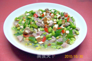 【时令下酒菜】——毛豆香干炒肉丁的做法步骤：14
