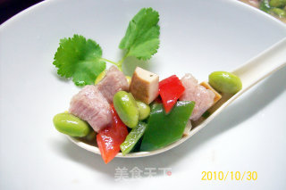 【时令下酒菜】——毛豆香干炒肉丁的做法步骤：15
