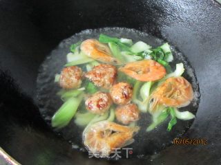 青菜虾干肉丸面的做法步骤：12