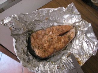 锡箔煎三文鱼的做法步骤：6