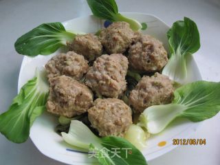 青菜蒸肉丸的做法步骤：10