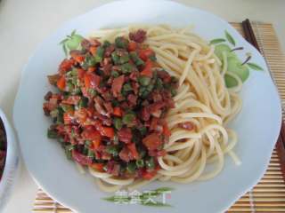 长豆角肉酱意面的做法步骤：6