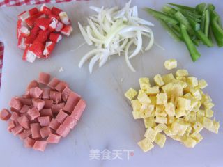 剩饭 剩菜=【杂锦芝士焗饭】的做法步骤：2