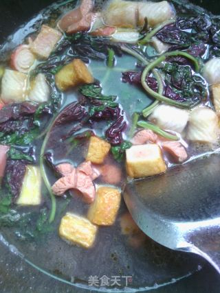红色的汤——苋菜鱼豆腐汤的做法步骤：9