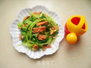 火腿青菜炒鸡蛋的做法步骤：6