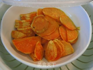 粗粮细做饭后甜品——椰香蜜汁红薯球的做法步骤：4