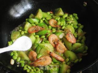 辣味丝瓜毛豆炒海虾的做法步骤：8