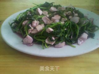 苋菜炒咸鸭蛋白的做法步骤：5