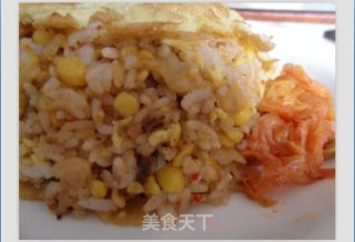 爱心蛋包饭——泡菜炒饭的做法步骤：7