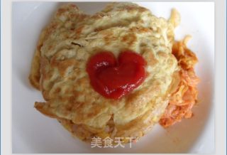 爱心蛋包饭——泡菜炒饭的做法步骤：8