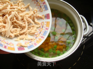彩蔬鸡丝蛋花汤的做法步骤：5