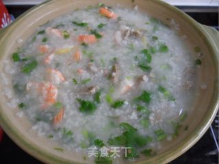 鲜虾牛筋丸砂锅粥的做法步骤：9