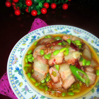 鲜黄豆炒腊肉的做法步骤：10