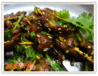 香煎牙签猪肉的做法步骤：10