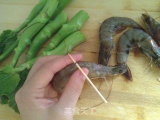 芥蓝虾的做法步骤：2