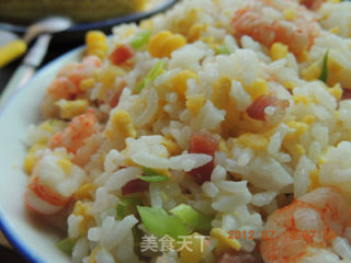 培根大虾玉米炒饭的做法步骤：12