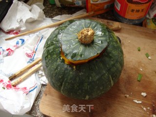 蒜泥火腿南瓜盅的做法步骤：10