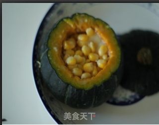 甜美的不会发胖的健康小甜点——奶香玉米小南瓜的做法步骤：4