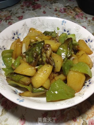 青茄子版少油地三鲜的做法步骤：11