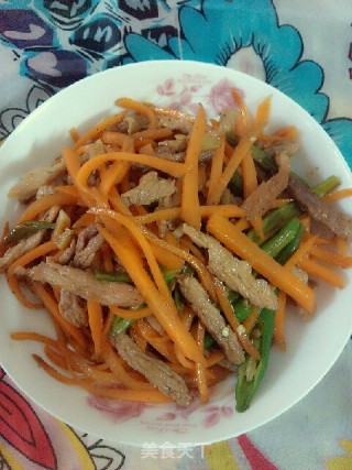 肉丝炒胡萝卜的做法步骤：5