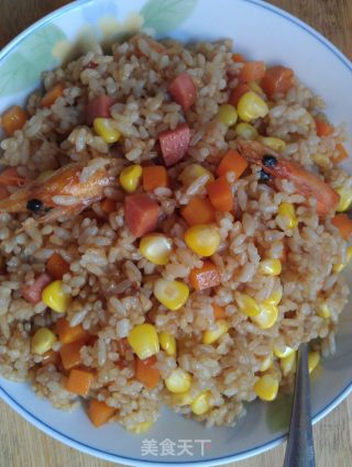 五彩纷呈-虾油三丁炒饭的做法步骤：7